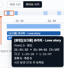 라이브 시각 기준 자세히 보기 예시